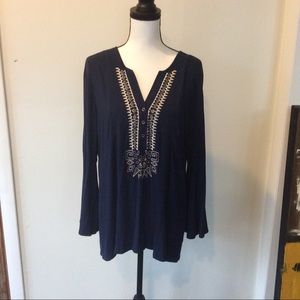 Nygard Embroidered top Navy